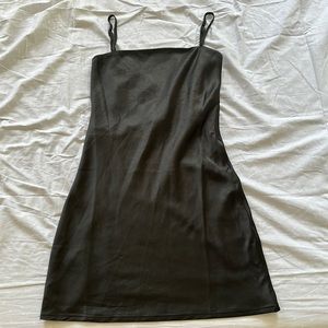 BLACK SILK MINI DRESS